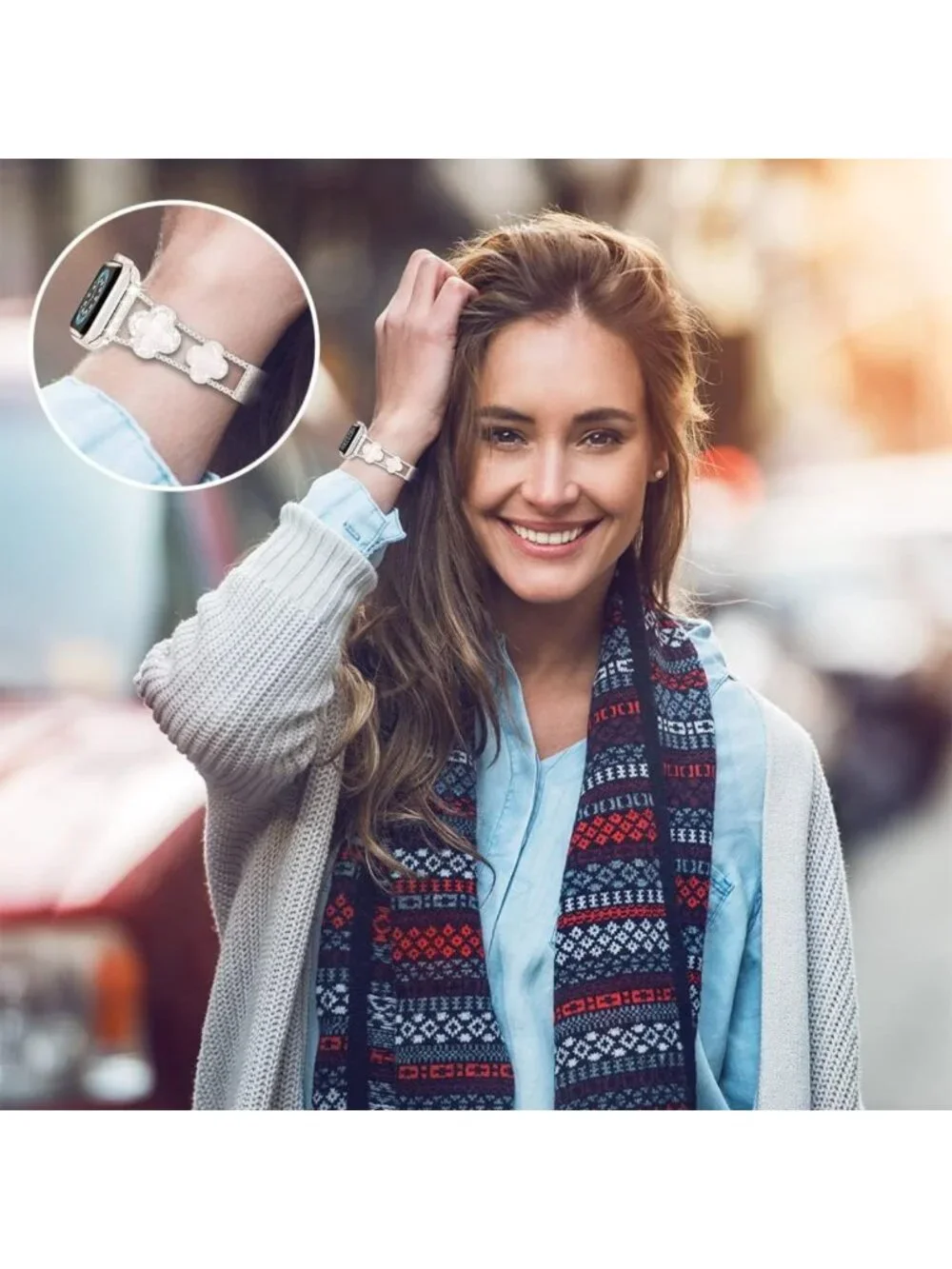 Sparkling Diamond Metal Bands for Apple Watch Series 2-11, Stylish & Chic